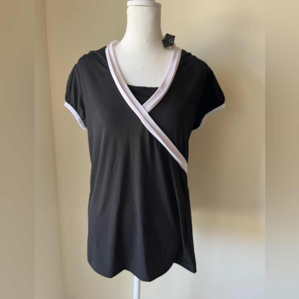 NWT Women’s XL Black & White Short Sleeve Zena Essentials Top